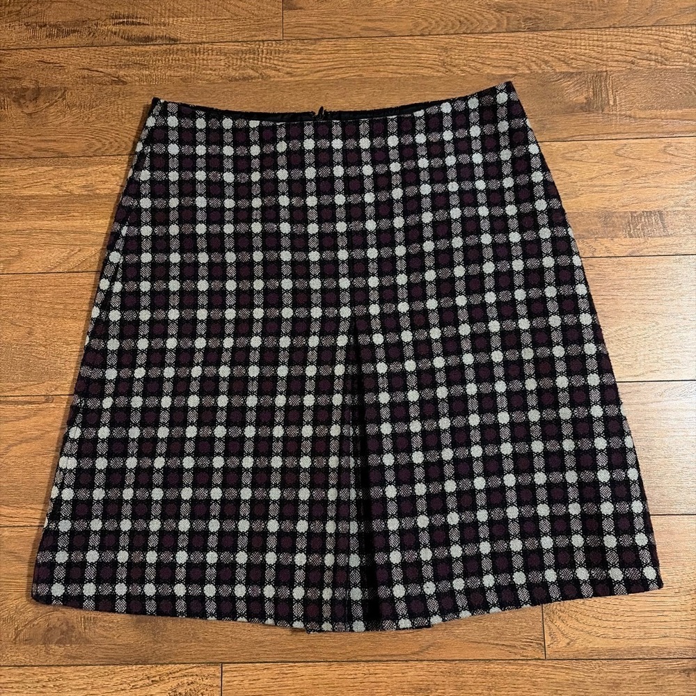 Phase Eight Womens A-Line Skirt Purple Geometric Wool Blend 14 Textured Skirt
